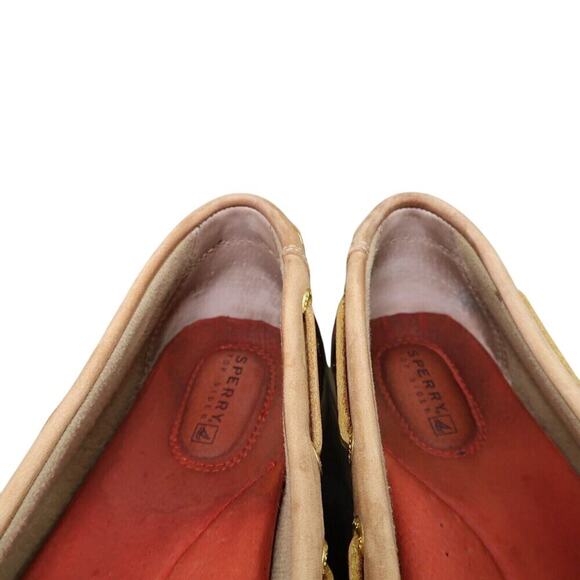 Sperry Shoes Womens 9 Slip On Boat Loafer Leather Leopard Top Sider Preppy Brown - Picture 12 of 13